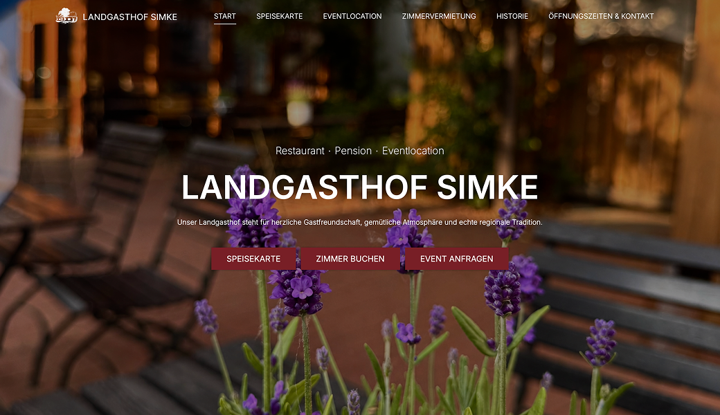 Website-Referenz Gasthof und Pension Simkes in Herzberg
